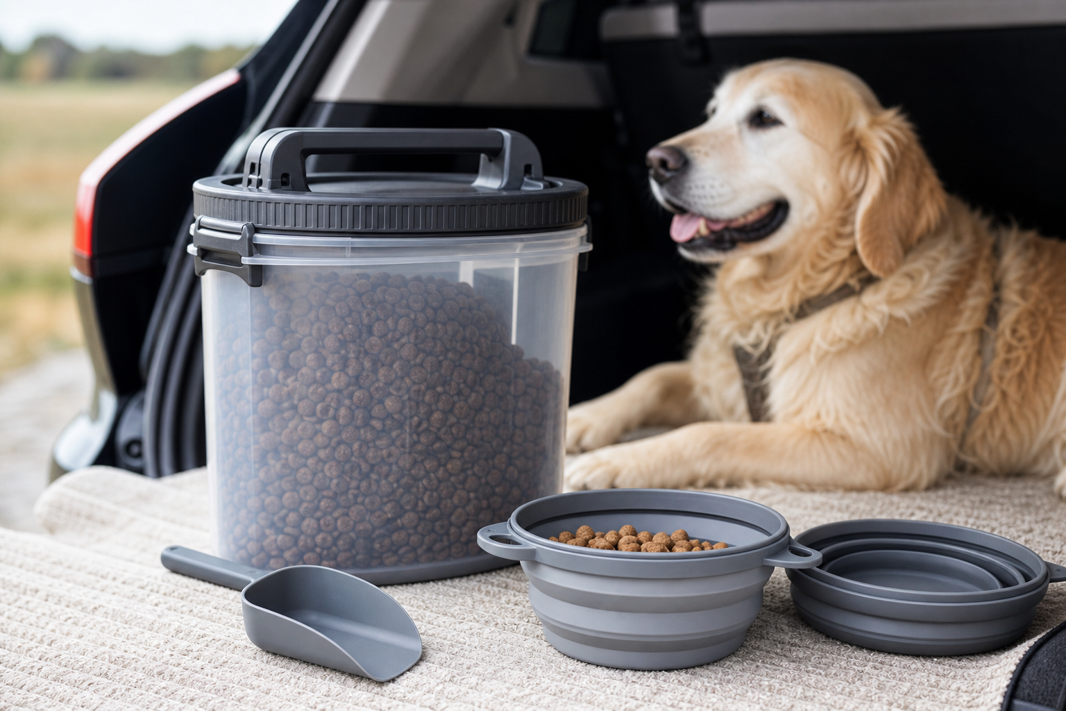 portable dog food container